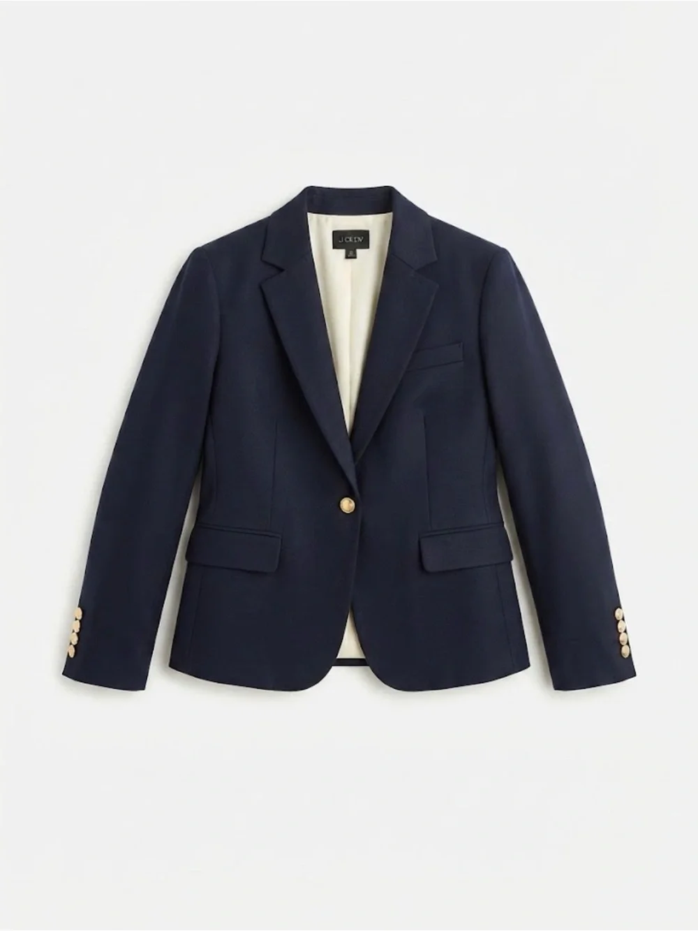 J. Crew Schoolboy Blazer Woman’s Size 12 Navy Blue Wool Blend Gold Button Jacket